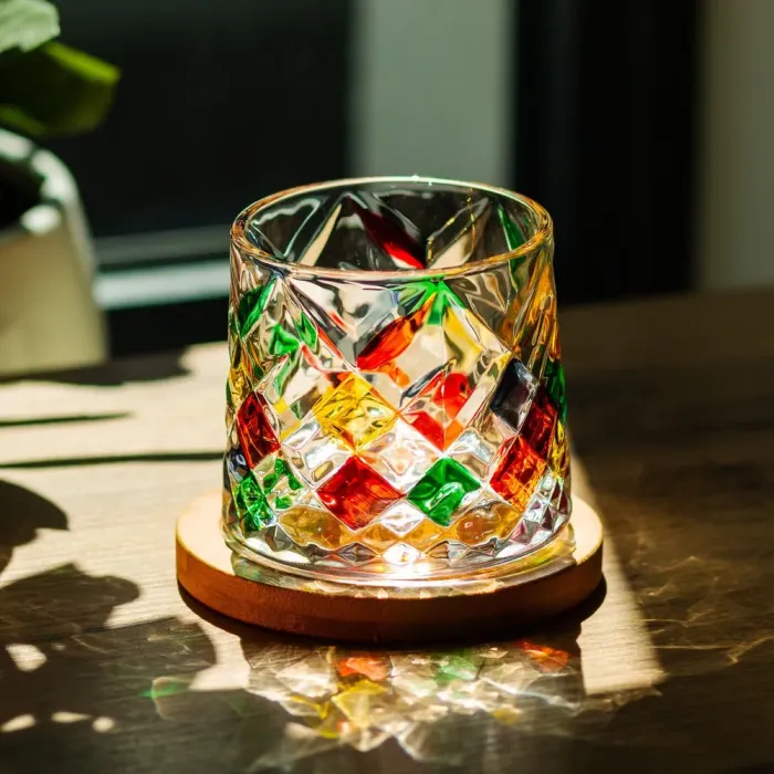Вращающийся стакан рокс 300 (мл) бокал для виски с деревянной подставкой волчка (HP1604) - изображение 1