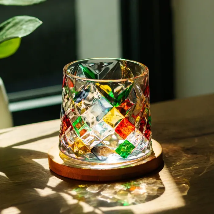 Вращающийся стакан рокс 300 (мл) бокал для виски с деревянной подставкой волчка (HP1604) - изображение 2