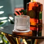 Склянка обертова дзига 300 (мл) для віскі dof скляна прозора з бамбуковою підставкою стакан-доф рокс (HP1600)