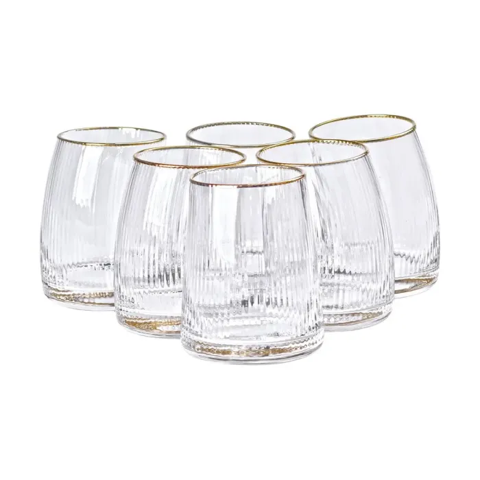 Набор из шести изогнутых стаканов 400 мл с изогнутыми стенками и вертикальным рифлением (HP-16-20) - изображение 1