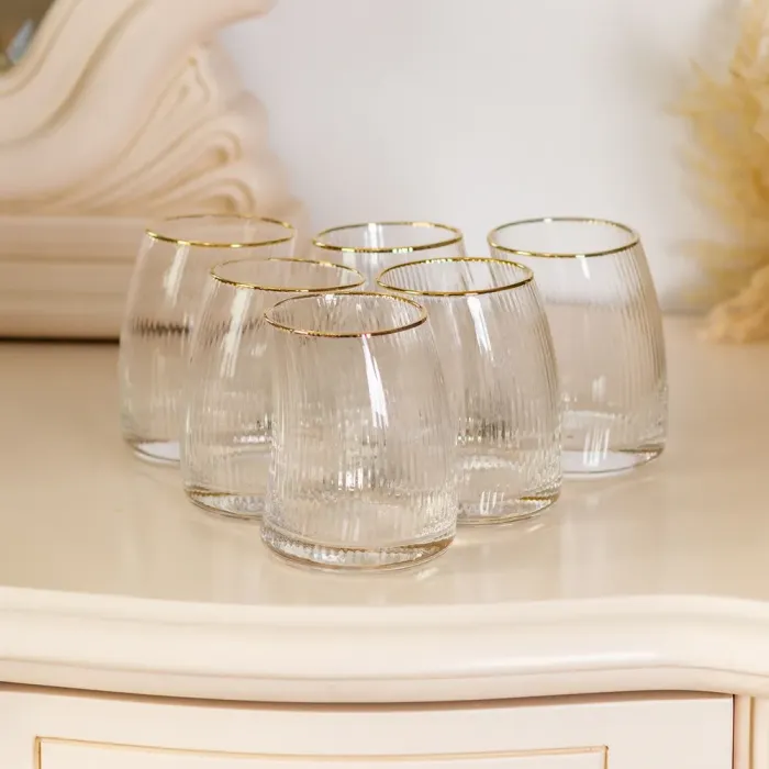 Набор из шести изогнутых стаканов 400 мл с изогнутыми стенками и вертикальным рифлением (HP-16-20) - изображение 4