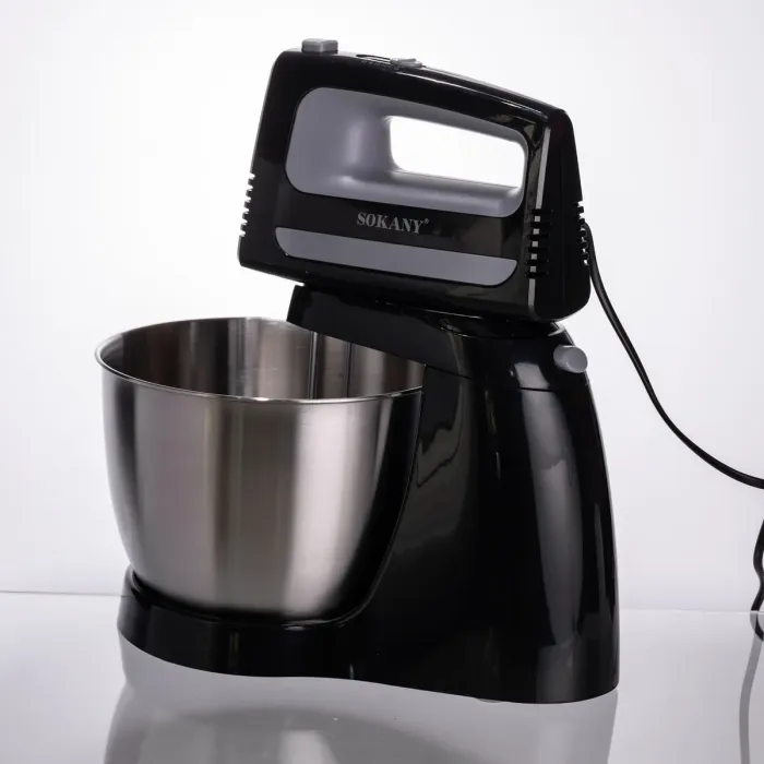 Стаціонарний міксер Sokany CX-6622 з чашею 3,5 л, 400 Вт, 5 швидкостей, 2 насадки Чорний (CX-6622) - зображення 6