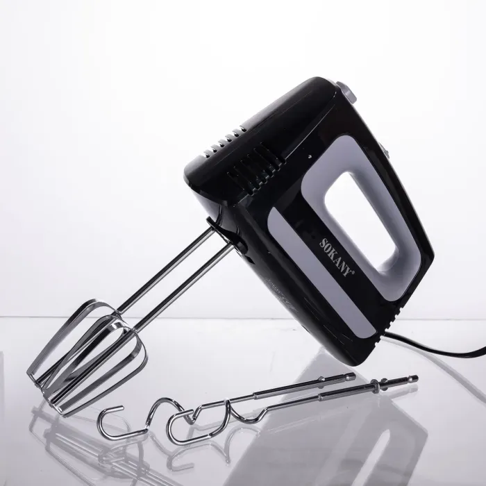 Стаціонарний міксер Sokany CX-6622 з чашею 3,5 л, 400 Вт, 5 швидкостей, 2 насадки Чорний (CX-6622) - зображення 9