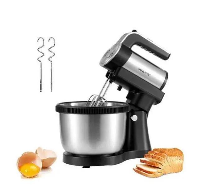 Стаціонарний міксер Sokany з чашею 4 л, 1000 Вт, 5 швидкостей, 2 насадки, віночки та гаки SK-6662 (SK-6662) - зображення 1