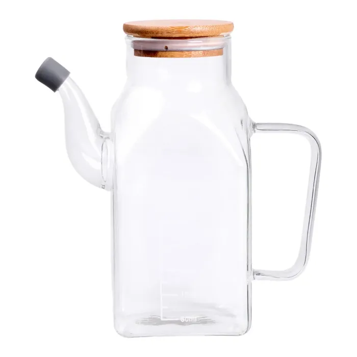 Скляна пляшка для олії 750 мл з ручкою та бамбуковою кришкою HP-34-4 (HP-34-4) - зображення 4