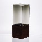 Скляна декоративна ваза квадратна, стильна ваза скло з деревом для квітів прозора HP-32-8 (HP-32-8)