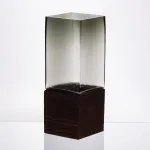 Скляна декоративна ваза квадратна, стильна ваза скло з деревом для квітів прозора HP-32-8 (HP-32-8)