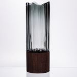 Скляна декоративна ваза циліндр, стильна ваза скло з деревом для квітів прозора HP-32-4 (HP-32-4)