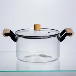 Скляна каструля 3.5 л з кришкою прозора кухонний посуд з боросилікатного скла для готування варіння страв HP-34-108 (HP-34-108)