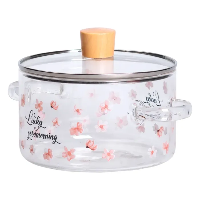 Скляна каструля прозора 1.7 літр з кришкою жароміцна HP-34-22 (HP-34-22) - зображення 2