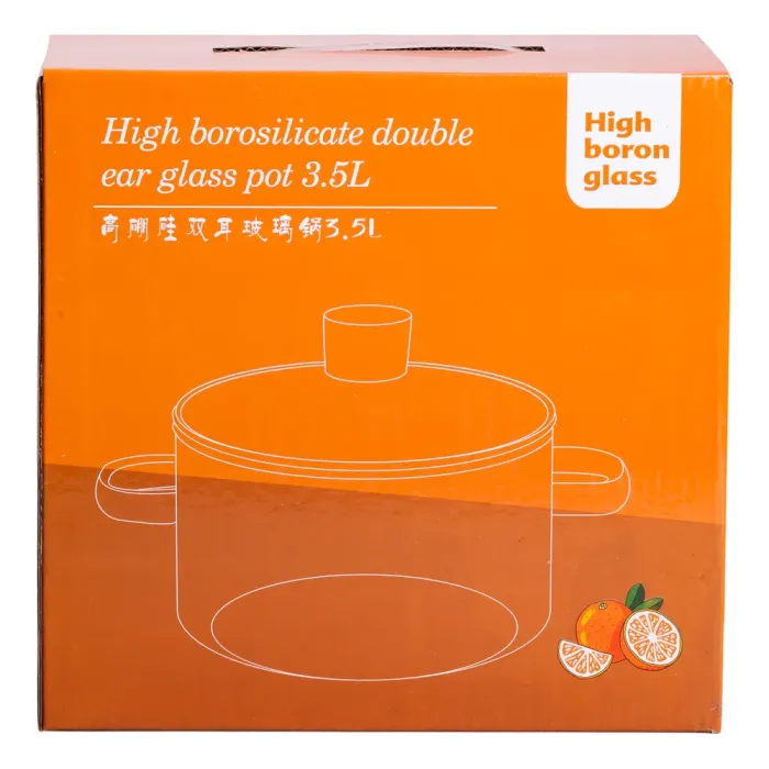 Скляна каструля прозора 3,5 літр з кришкою жароміцна HP-34-21 (HP-34-21) - зображення 5