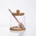 Скляна медовниця з бамбуковою підставкою та ложкою 350 мл 64486-8 (64486-8)