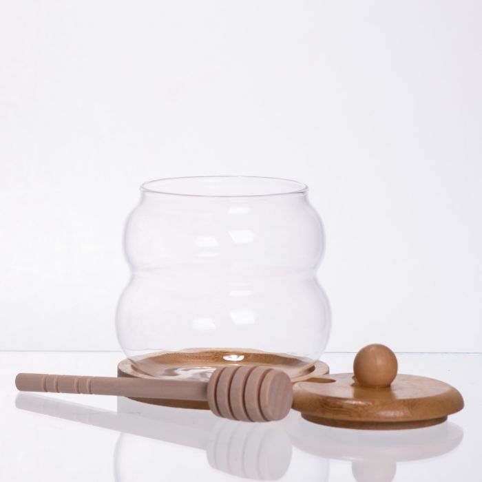 Скляна медовниця з бамбуковою підставкою та ложкою 350 мл 64486-8 (64486-8) - изображение 2