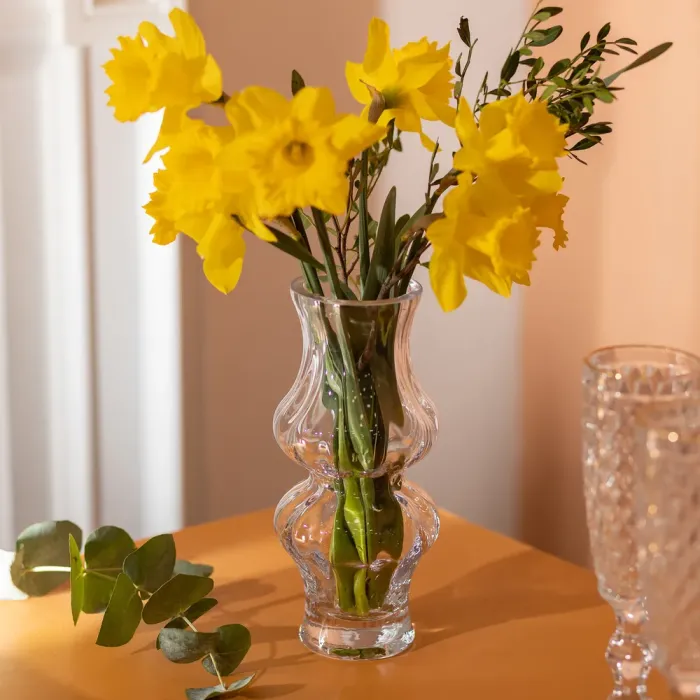 Скляна ваза для квітів 20.5 см фігурна прозора ваза декоративна 600 мл (HP-10-14) - изображение 3