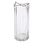 Декоративна скляна ваза для квітів, 10 x 10 x 24,5 см з золотою окантовкою. (HP-1712)