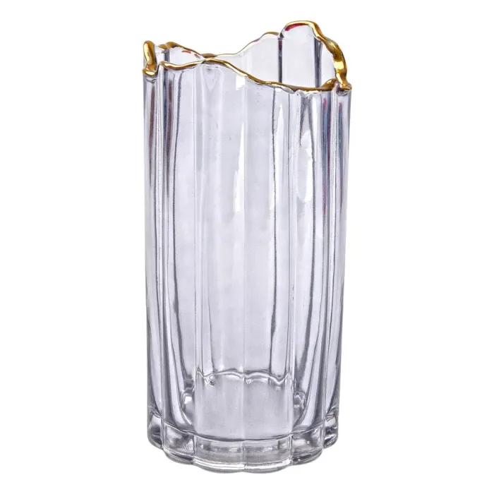 Декоративна скляна ваза для квітів 24,5 см із золотою окантовкою. (HP-1714) - зображення 4