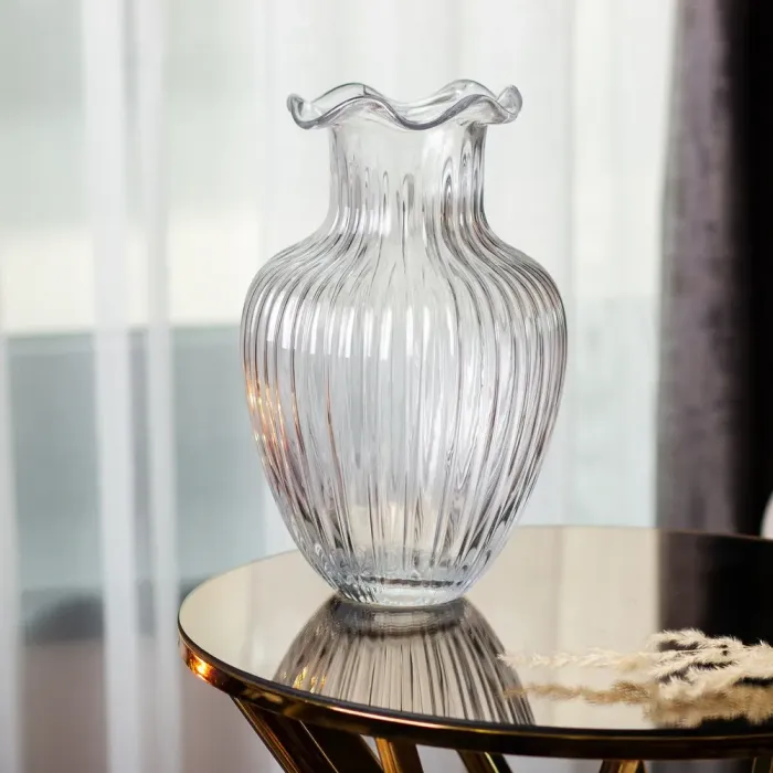 Скляна ваза, декоративна фігурка 24,5 см, прозора (HP-1701) - зображення 3