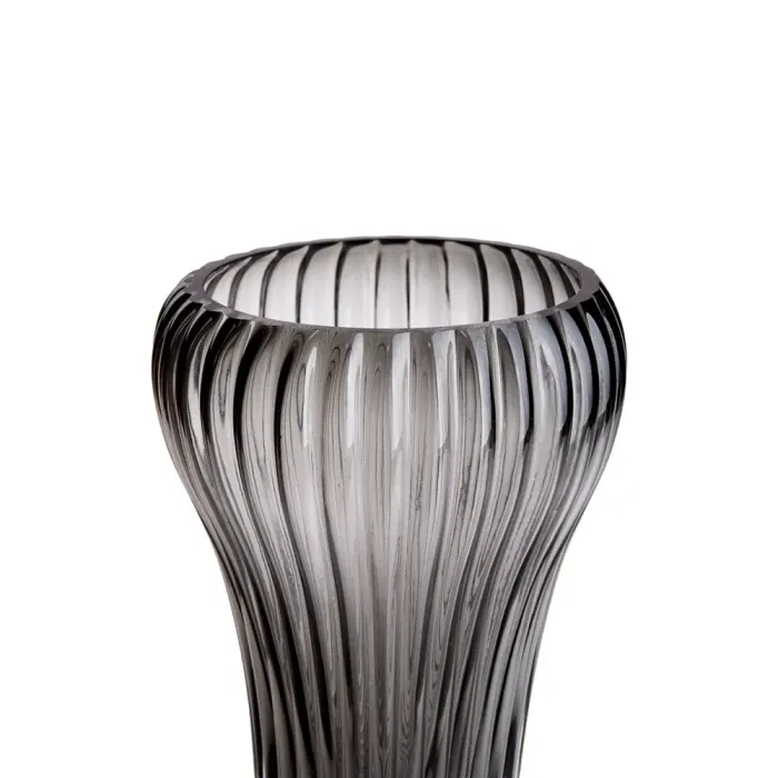 Скляна ваза для квітів, декоративна фігурка, сіра, 27 см. (HP-1719) - зображення 2