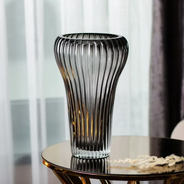 Скляна ваза, декоративна, сіра, 27,5 см (HP-1730) - зображення 3
