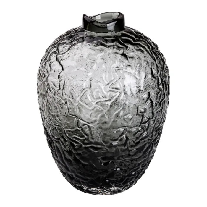 Ваза для квітів зі скла, декоративна кругла, 30 см, сіра. (HP-1731) - зображення 1