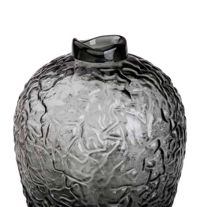 Ваза для квітів зі скла, декоративна кругла, 30 см, сіра. (HP-1731) - зображення 2