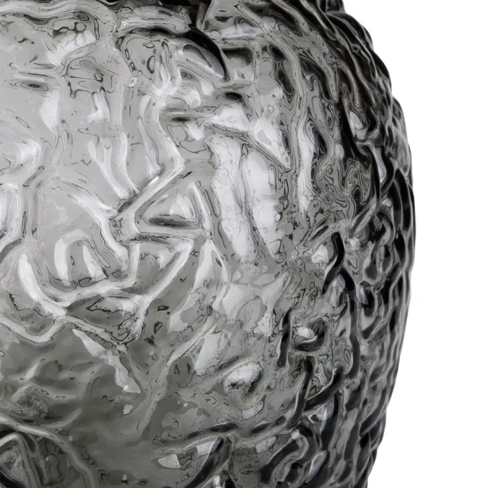 Ваза для квітів зі скла, декоративна кругла, 30 см, сіра. (HP-1731) - зображення 3