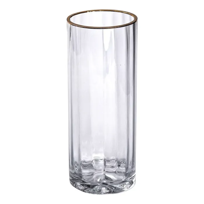 Декоративна ваза для квітів із прозорого скла із золотою окантовкою 25 см. (HP-1707) - зображення 1