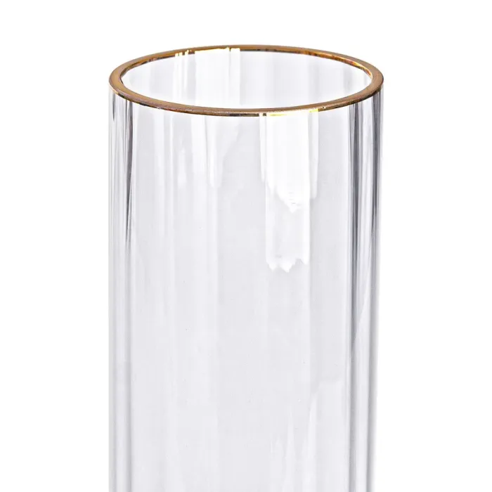 Декоративна ваза для квітів із прозорого скла із золотою окантовкою 25 см. (HP-1707) - зображення 2
