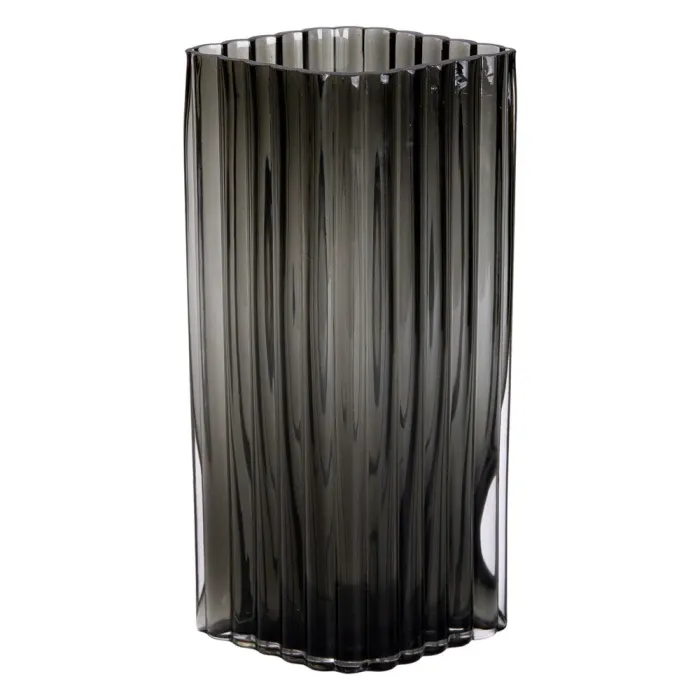Ваза для квітів зі скла, декоративна, прямокутна, сіра, 28 см. (HP-1703) - зображення 1