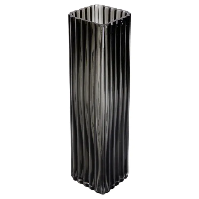 Ваза для квітів зі скла, декоративна, прямокутна, сіра, 28 см. (HP-1703) - зображення 2