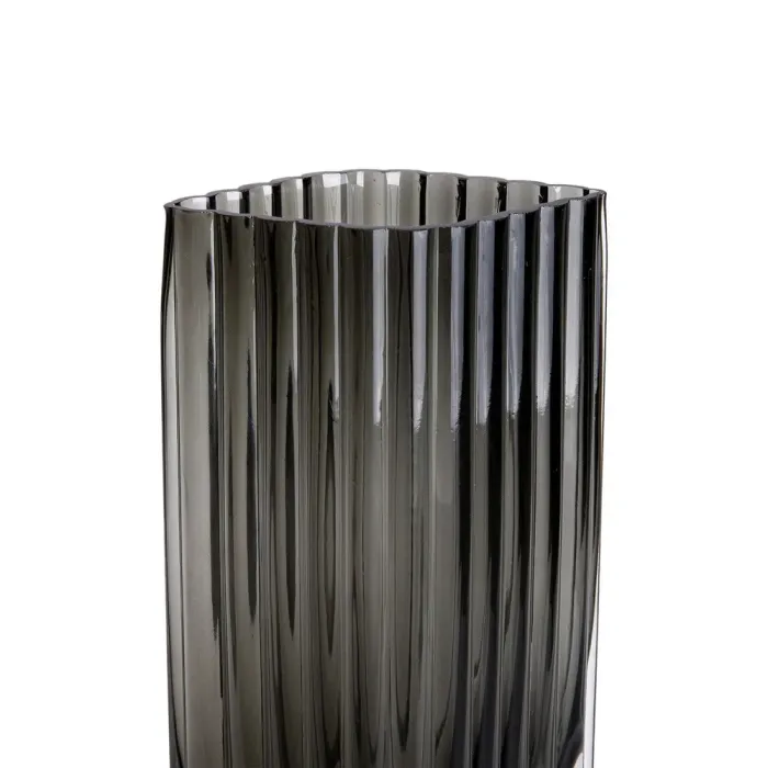 Ваза для квітів зі скла, декоративна, прямокутна, сіра, 28 см. (HP-1703) - зображення 3