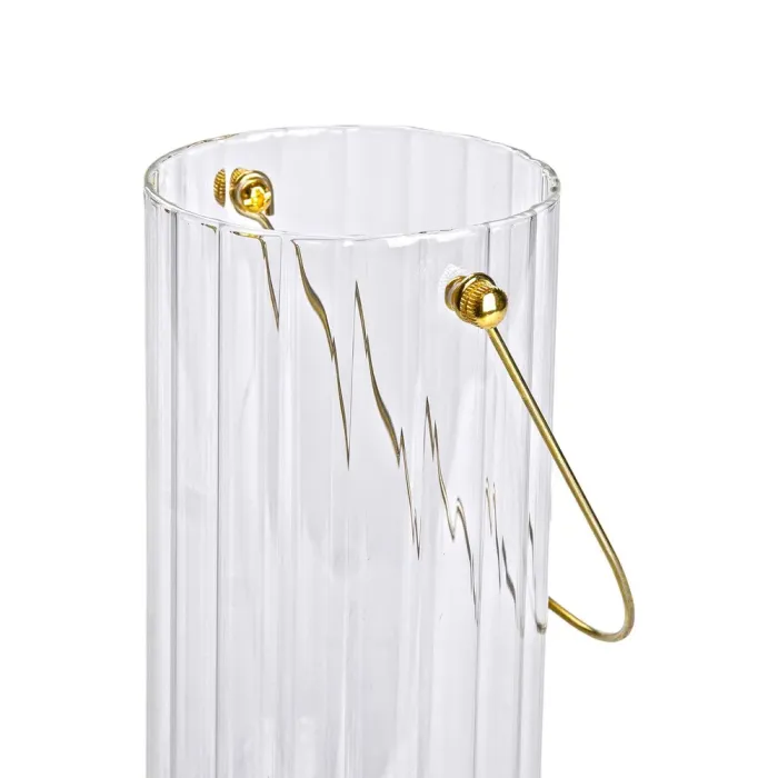 Декоративна скляна ваза для квітів із ручкою 19,5 см. (HP-1724) - зображення 3