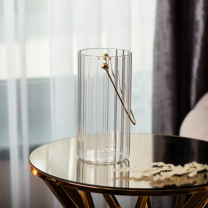 Декоративна скляна ваза для квітів із ручкою 19,5 см. (HP-1724) - зображення 4