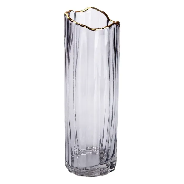 Скляна ваза для квітів, декоративна сіра, 29 см. (HP-1713) - зображення 1