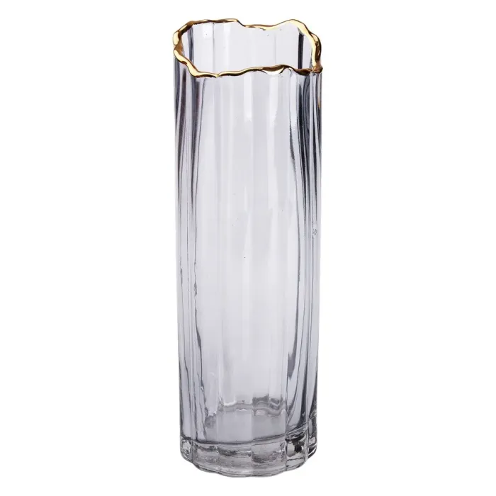 Скляна ваза для квітів, декоративна сіра, 29 см. (HP-1713) - зображення 2