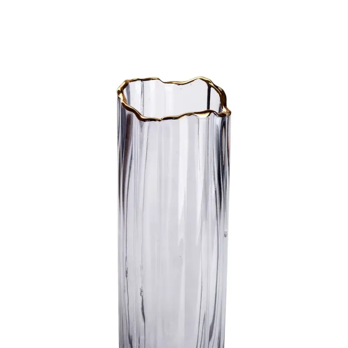 Скляна ваза для квітів, декоративна сіра, 29 см. (HP-1713) - зображення 3