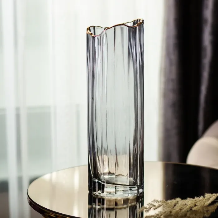 Скляна ваза для квітів, декоративна сіра, 29 см. (HP-1713) - зображення 4