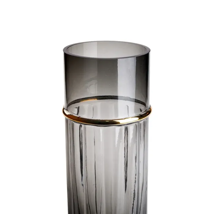 Ваза для квітів зі скла, декоративна, сіра, 30 см. (HP-1705) - зображення 2