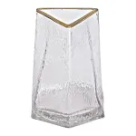 Скляна ваза для квітів, декоративний трикутник сірого кольору із золотою облямівкою, 16 см. (HP-1709)
