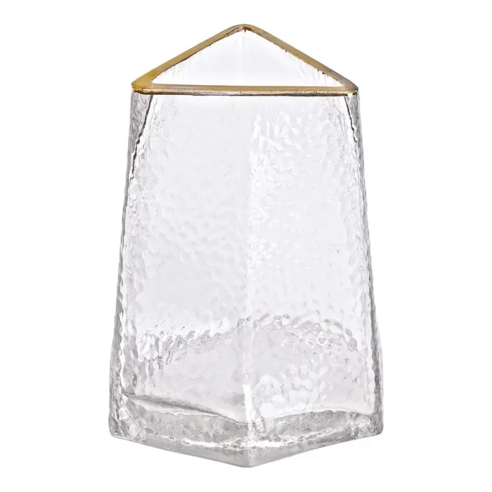 Скляна ваза для квітів, декоративний трикутник сірого кольору із золотою облямівкою, 16 см. (HP-1709) - зображення 2