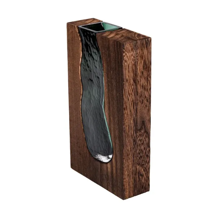 Скляна ваза з дерев'яною рамою, прямокутна 23,5 см (HP-1706) - зображення 3