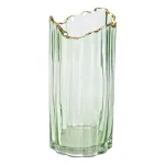 Декоративна ваза із зеленого скла із золотим обідком 24,5 см. (HP-1715)