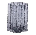 Скляна ваза, ліпний декор, прямокутна, 14,5 x 11 x 21 см. (HP-1729)