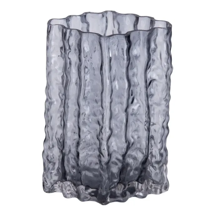 Скляна ваза, ліпний декор, прямокутна, 14,5 x 11 x 21 см. (HP-1729) - зображення 1