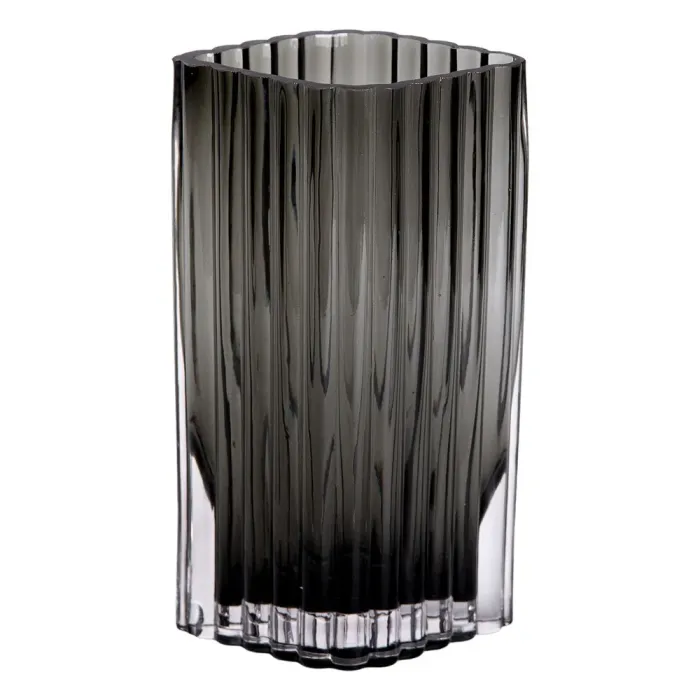 Прямокутна декоративна скляна ваза для квітів 23 см сірого кольору. (HP-1702) - зображення 1