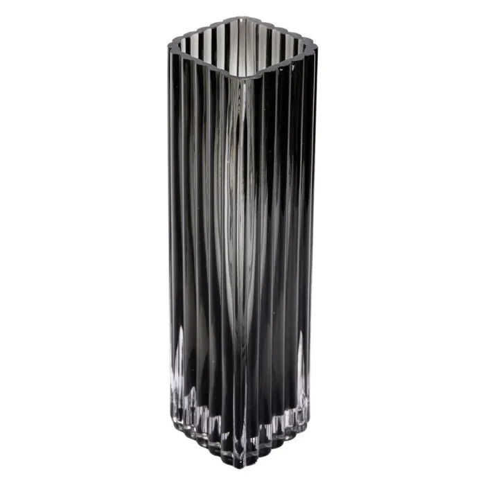 Прямокутна декоративна скляна ваза для квітів 23 см сірого кольору. (HP-1702) - зображення 2