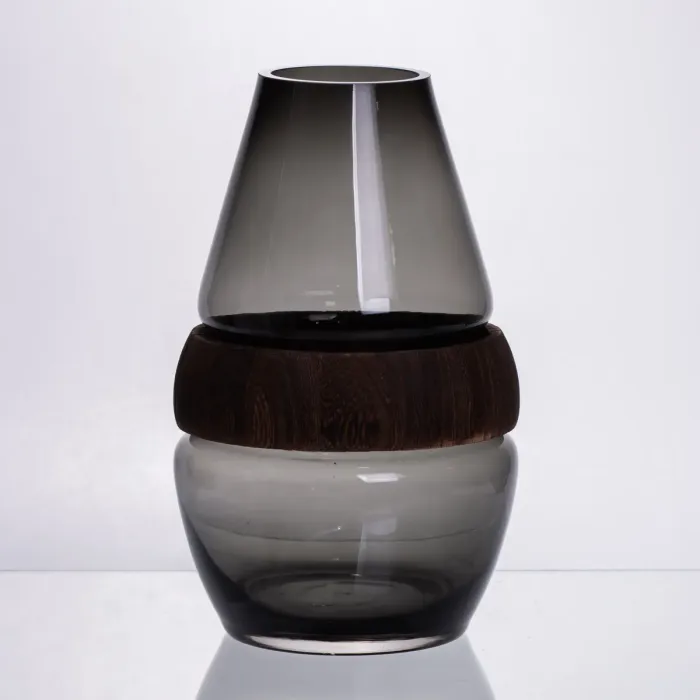 Скляна ваза з деревом кругла прозора HP-32-6 (HP-32-6) - зображення 1