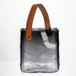 Скляна ваза сумочка з ручкою 16×8×18.5 (см) декоративна Сірий HP-19-156-2 (HP-19-156-2)