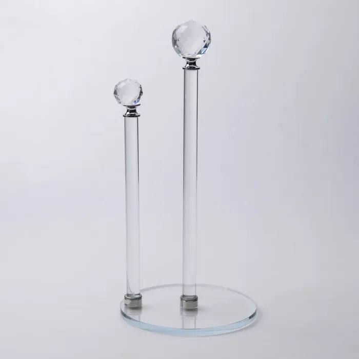 Скляний тримач для паперових рушників на кухню 15×31 см підставка під паперові рушники прозора (HP-4-73) - изображение 2