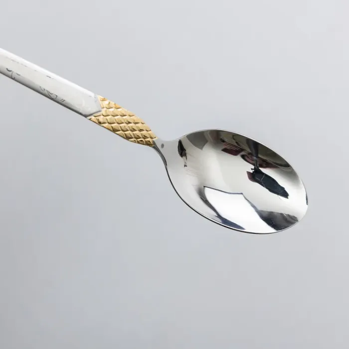 Набір столових ложок 6 штук з нержавіючої сталі ложки столові 21 см Срібло з золотом (HP-20-37) - изображение 3